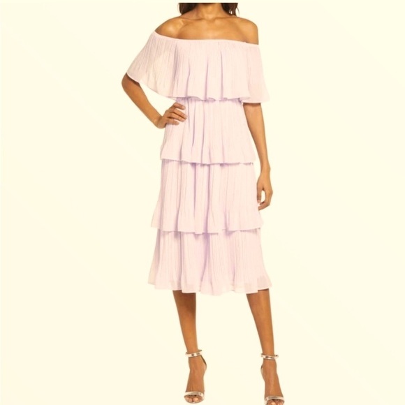 Just Me Dresses & Skirts - Just be Cream Off the Shoulder Tiered Midi Dress size Small